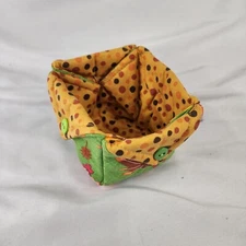 Handsewn Fall Fabric Coozie Cup or Coin Holder 3"H Orange Green Yellow