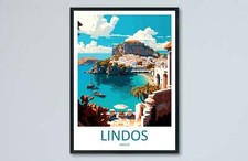 Lindos Travel Print Wall Art Lindos Greece Wall Hanging Home Decoration Lindos G