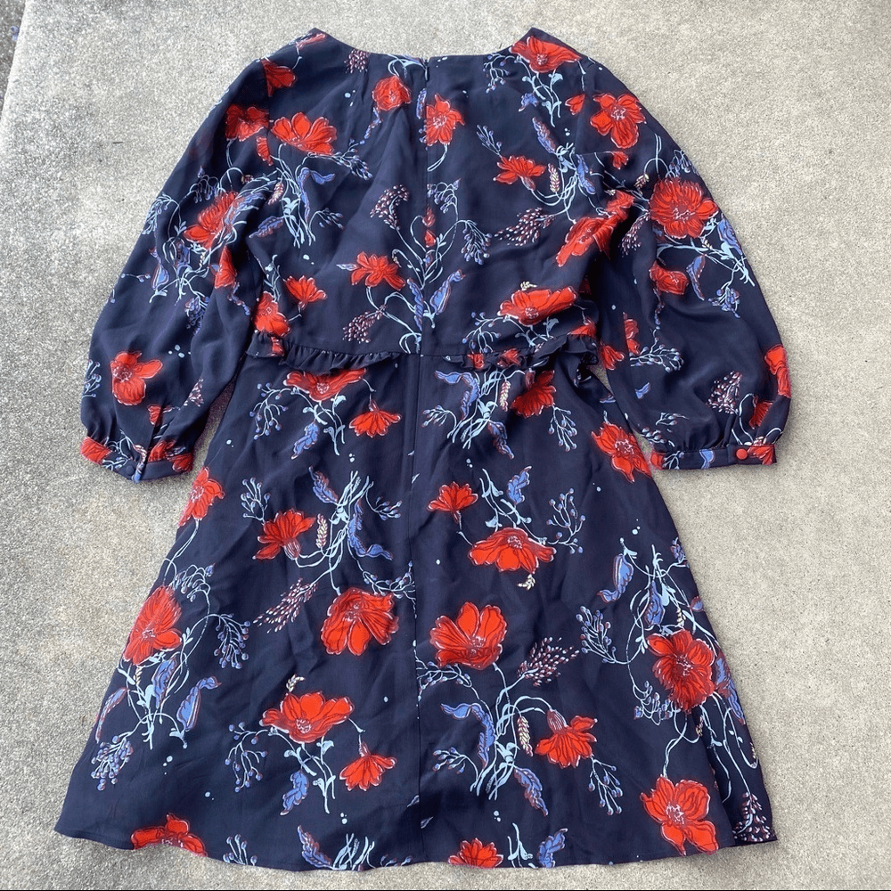 silk ruffle-waist dress in windblown poppies Madewell Silk Ruffle Waist Dress In Windblown Poppies
