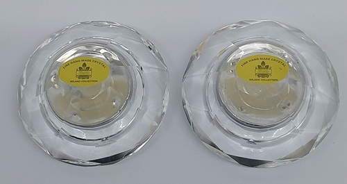 Milano Collection Two Fine Handmade Crystal Tea Light Candle Holders Set Decor - Picture 10 of 12