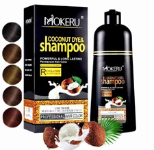 MOKERU Permanent Hair Dye Shampoo COCONUT Oil 500 ML  (6 COLORS AVAILABLE)