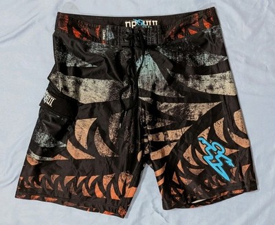 Da Hui Hybrid Collection Men's 36 Board Shorts Swim Trunks Cargo Black Tribal