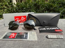 RAY-BAN RB3857 Hexagonal Sunglasses Black Frame 51mm Dark Green Lens