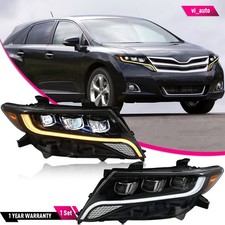 Pair Triple Beam Led Headlights For Toyota Venza 2009-2016 Head Lamps Sequential