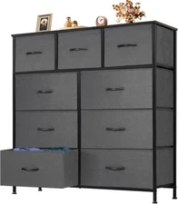 OLIXIS 9 Drawer Storage Dresser with 11.8D x 39.6W x 39.4H (9 Drawers), Grey 