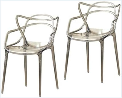 2x transparente skandinavische Meister Bistro Cafe Garten Terrasse Esszimmer Stühle X2