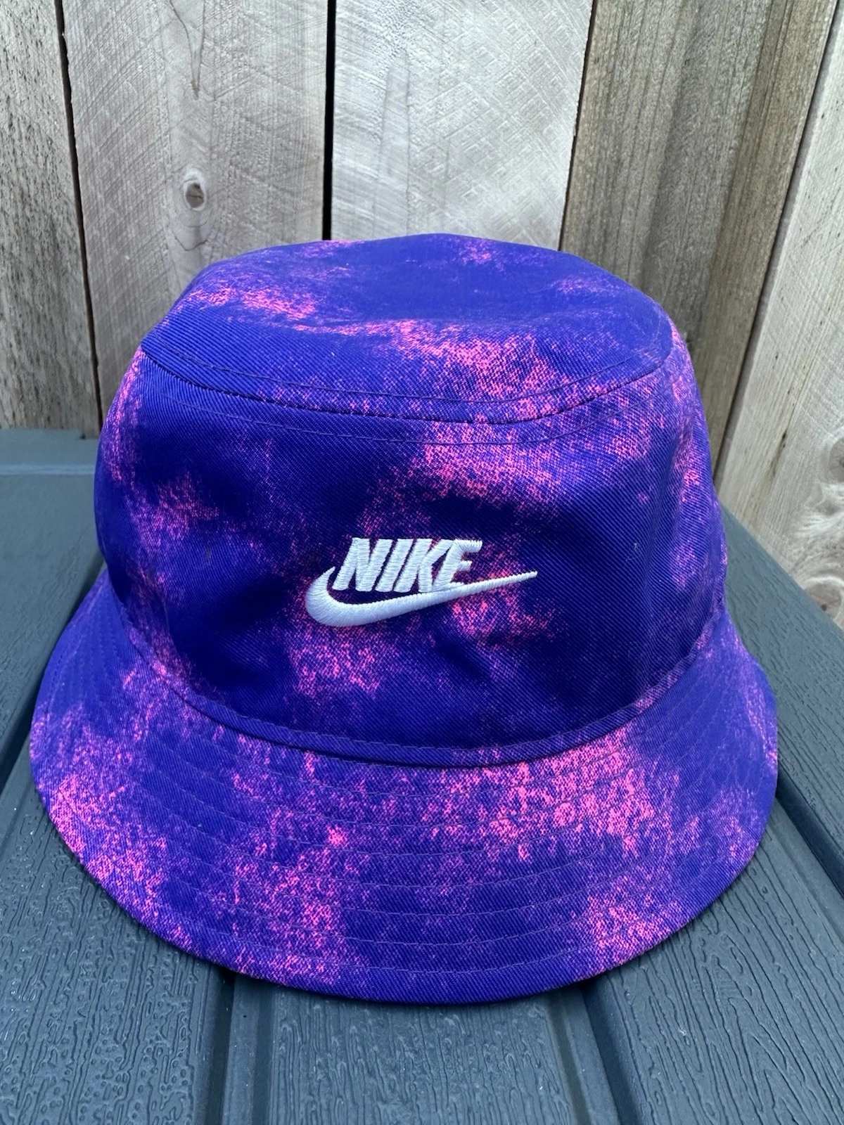 Vtg Nike Purple Pink Acid Wash Retro Tie-Dye Bucket Hat Size M/L Unisex EXCELLNT