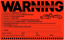 50 Parking Violation, Notice Tow Stickers, for Car Vehicle, Private Warning