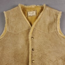 Scully Western Sherpa Lined Mens Leather Vest L Style 82 Hunter Natural Beige