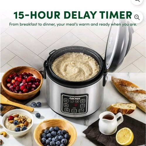 Aroma 8-Cup Digital Rice Cooker & Food Steamer Ceramic Nonstick Pot NEW FreeShip - Picture 2 of 4