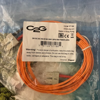LOT OF 4 C2G 3M SC-SC Duplex 62.5/125 Multimode Fiber Patch Cable Orange Optic