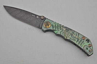 NIB Spartan Blades Harsey Custom Knife - 4'' SS Damascus, Plague Doctor - Green