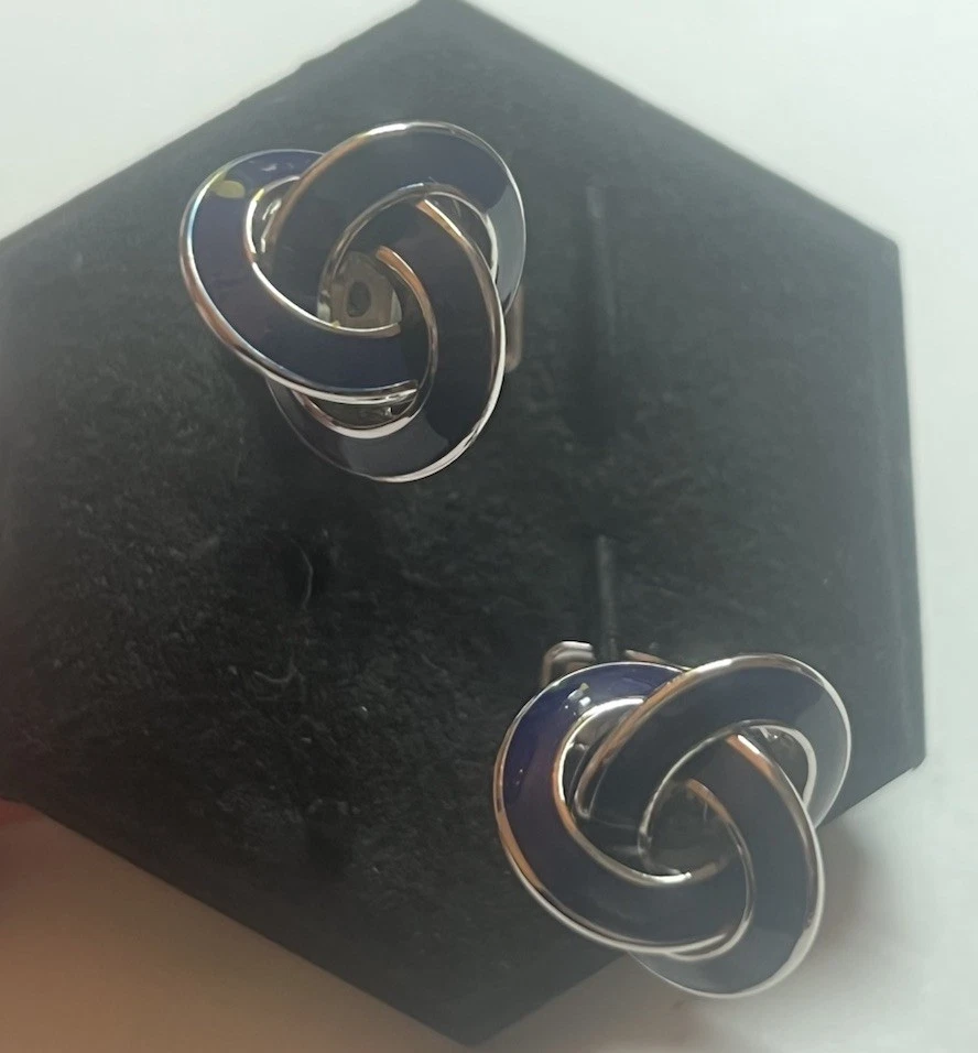 Gemelos RAVI RATAN de plata de ley 925 - esmalte azul nudo de amor Foto 4 de 4