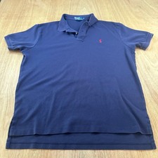 Polo Ralph Lauren Mens Large Navy Polo Shirt Red Pony Classic Fit Short Sleeve