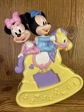 Vintage Minnie  Mickey Mouse Musical Crib Rail Toy Rocking Horse