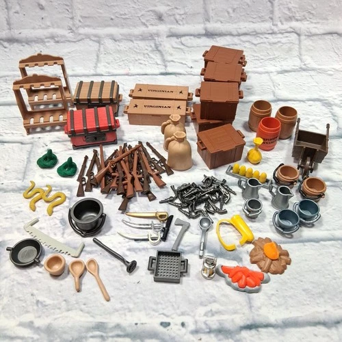 Large Lot of Vintage Playmobil Parts Western Playset Parts Accessories