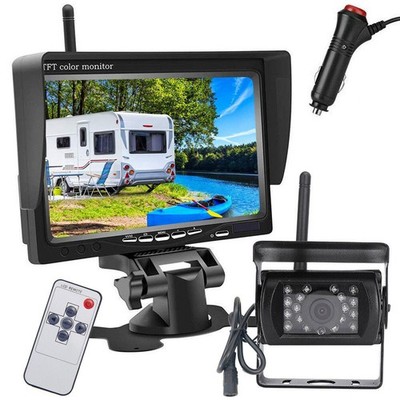 Digital Wireless Backup Camera 7'' Reverse Monitor for Truck Caravan RVs 12-24V