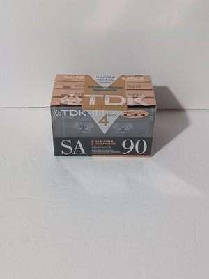 4 Pack of TDK SA90 Blank Cassette Tapes 90min Type II High Position