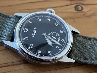 Weiss 38mm Standard Issue Field Watch Black Horween strap -  NEEDS SERVICE