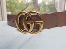 Authentic Womens GUCCI Belt Dusty Pink Leather Gold Buckle Size 90cm 1.5  