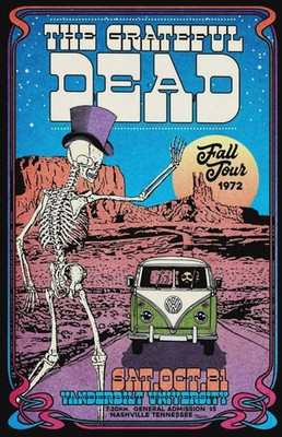 Grateful Dead Fall Tour 1972 Vanderbilt Desert Skeleton Art Poster 24x36