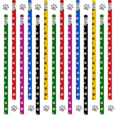 Censen 24 Pieces Paw Print Pencil Eraser Sets 6 Colors Wooden Pencils for Kid...