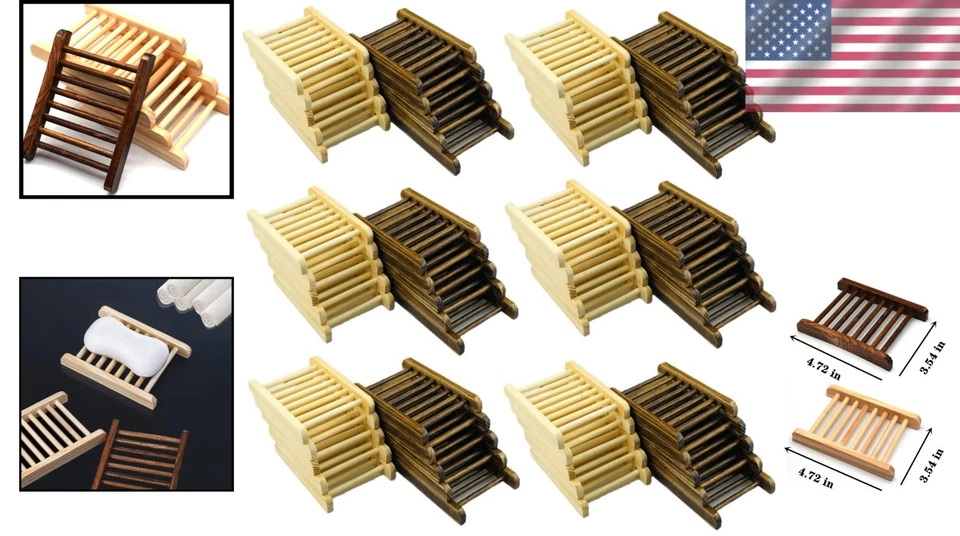 Bamboo Wood Soap Dish Set - 60 Piece Bathroom Accessories - Image 2 of 4