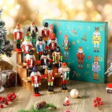 Simgoing Christmas Nutcracker Advent Calendar 2026 Wooden Nutcracker Soldier ...