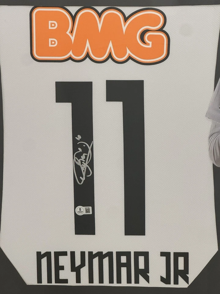 Neymar Jr Signed Jersey Framed W/ BAS COA Santos White Auto Display - Image 2 of 3