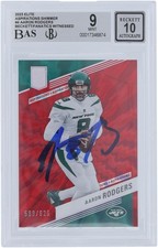Aaron Rodgers Jets Signed 2023 Panini Donruss Elite #4 #/625 BAS 9/10 Card
