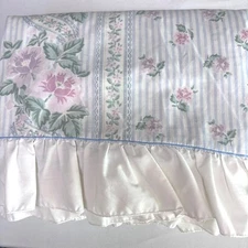 JCPenney Vintage Roses Striped Ruffle Double Full Sheet Set Flat Fitted