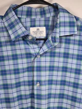 Mizzen+Main Shirt Mens XL Classic Fit Button Up Leeward Performance Blue Green