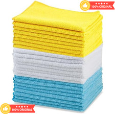 Pack of 24 Microfiber Cleaning Cloths Reusable and Washable, 16" x 12"