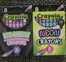 Crayola Crayons 8 Count. Lot Of 2 . Neon Crayons And Bold and bright Crayons