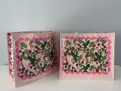 Vera Bradley Market Tote Set of 2 FROGBERRY GARDEN BLUE Reusable Shop/Gift Bags