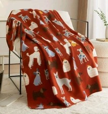 Dog Pattern Fleece Throw 50" x 60" New