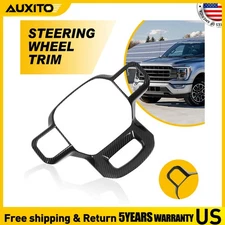 Steering Wheel Cover Trim Carbon Fiber For Ford F150 2021 2022 2023 2024 2025