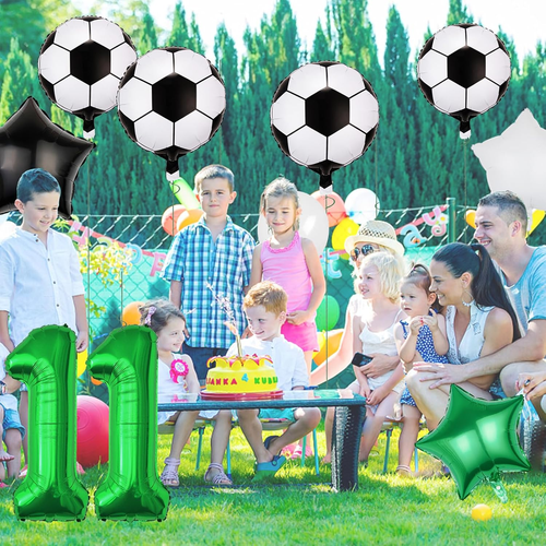 Soccer Balloons 11Th Birthday Decoration,32 Inch Green Number 11 Balloon for Chi - 第 4/5 張圖片