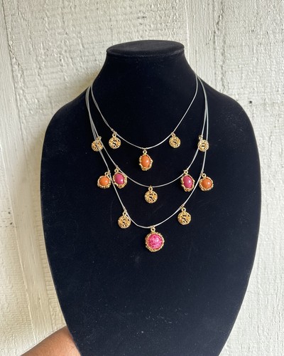 Vintage Chicos Multi Strand Cabochon Adjustable Necklace Rare - Picture 2 of 5