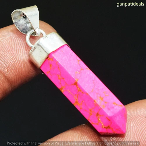 Pink Turquoise Gemstone Ethnic Handmade Pendant Jewelry 1.75" GP-26837