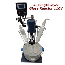 5L Single-layer Glass Reactor 110V Laboratory Medical Jacketed Reactor Vessel US