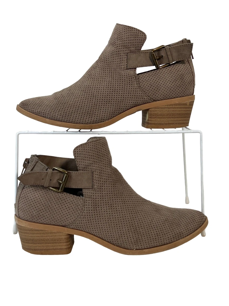 Dolce Vita Booties 7 1 2 Tan Brown Perforated Buckle Back Zip