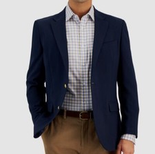 Nautica Men's Blue Solid Modern Two-Button Branford Blazer Jacket Suit Size 38R