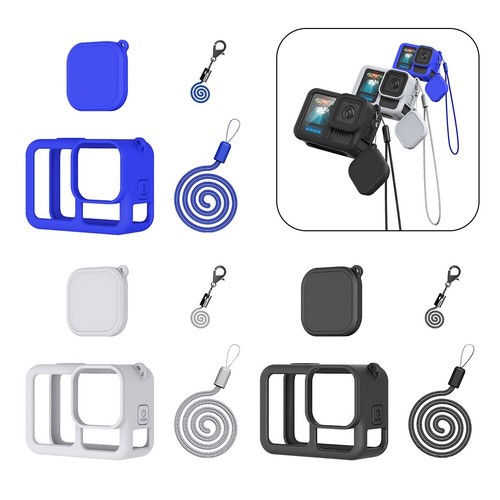 Coque de protection en silicone noir pour GoPro Hero13 avec accessoire lani??re - Photo 2 sur 21