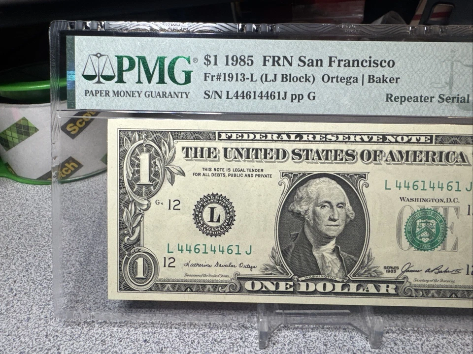 😎  1985 $1 Federal Reserve Note ( SAN FRANCISCO “L”). Repeater Serial Number - Image 4 of 4