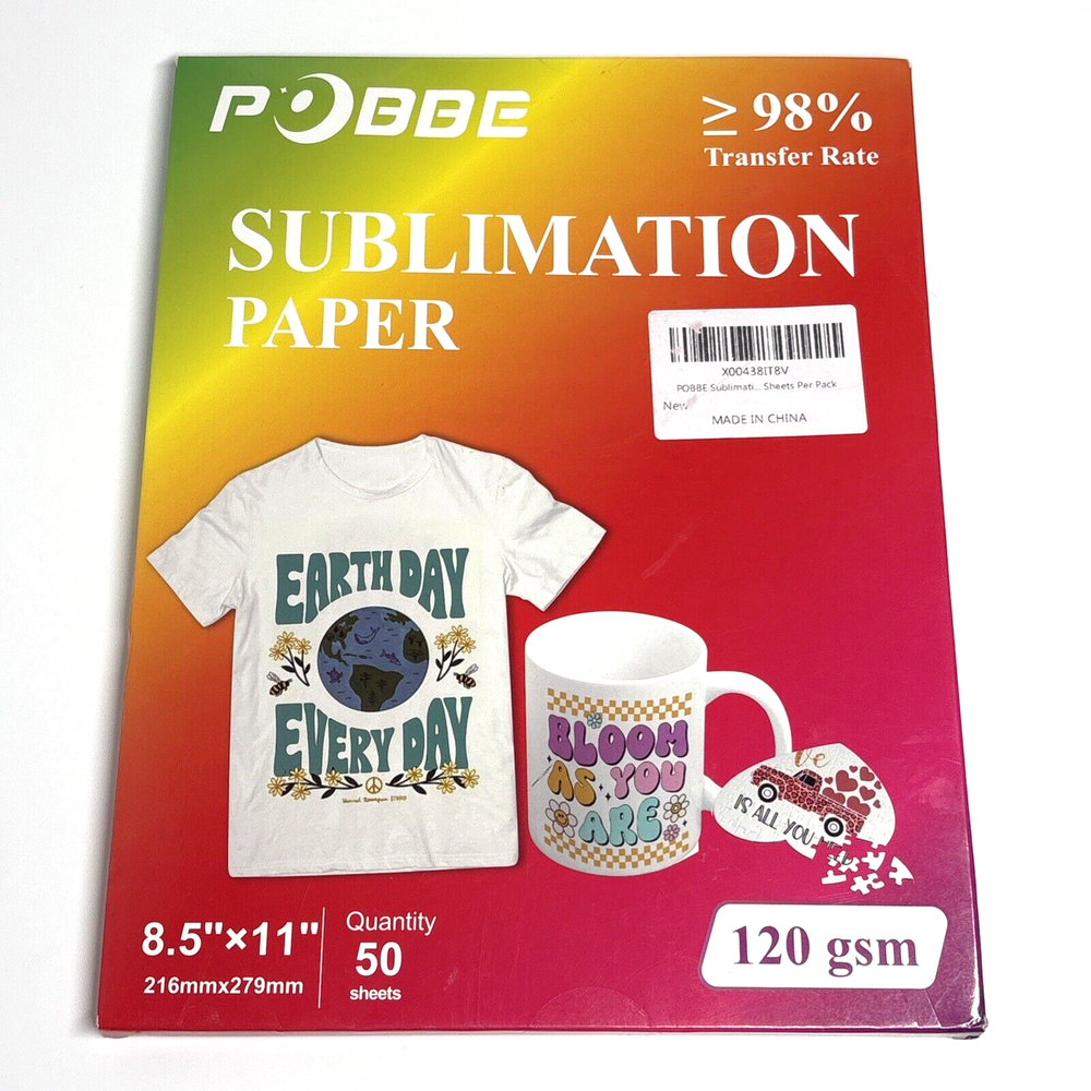 Sublimation Paper 8.5x11 Inkjet Heat Transfer 50 Sheets, 120 GSM
