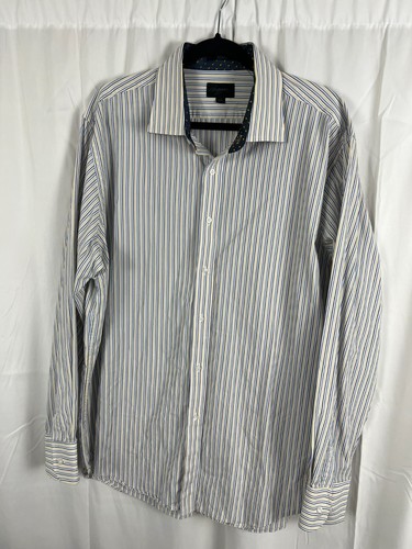 Haggar Shirt Mens XXL Long Sleeve Striped Stretch Button Up - Picture 2 of 10
