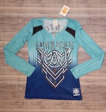 New! Women's AMERICAN FIGHTER Aredale L/S Panel T-Shirt Multiple Sizes