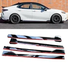 Side Skirts Extension Gloss Black w/red line fits 2018-2024 Toyota Camry SE XSE