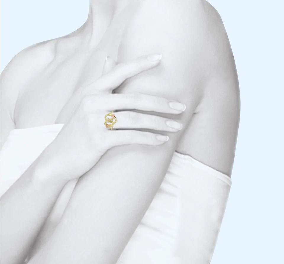 10K Solid Yellow Rose Gold Heart Initial Letter Ring -A-Z Any Alphabet Love Band - Image 2 of 2